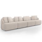 Sofá 4 Lugares Para Sala de Estar Living 308cm Arlo F04 Bouclê Bege Lyam Decor
