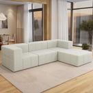 Sofá 4 Lugares Para Sala Living Modular Com Puff 264cm Lancaster F04 Linho Cru - Lyam Decor