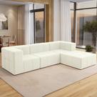 Sofá 4 Lugares Para Sala Living Modular Com Puff 264cm Lancaster F04 Veludo Bege - Lyam Decor