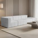 Sofá 4 Lugares Para Sala Living Modular Com Puff 352cm Lancaster F04 Bouclê Branco - Lyam Decor