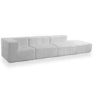 Sofá 4 Lugares Para Sala Living Modular Com Puff 352cm Lancaster F04 Bouclê Branco - Lyam Decor