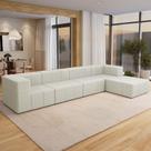 Sofá 4 Lugares Para Sala Living Modular Com Puff 352cm Lancaster F04 Linho Cru - Lyam Decor