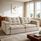 Sofá 4 Lugares Retrátil e Reclinável 250cm Espanha Veludo