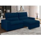 Sofá 4 Lugares Retrátil e Reclinável 250cm New Mali Azul Sofá 4 Lugares Retrátil e Reclinável 250cm New Mali Azul