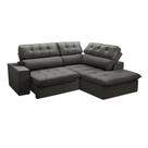 Sofá 4 Lugares Retrátil e Reclinável Arezzo com Chaise Direito Veludo Chumbo