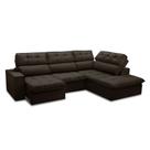 Sofá 4 Lugares Retrátil e Reclinável Arezzo com Chaise Direito Veludo Marrom