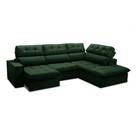 Sofá 4 Lugares Retrátil e Reclinável Arezzo com Chaise Direito Veludo Verde