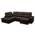 Sofá 4 Lugares Retrátil e Reclinável Arezzo com Chaise Esquerdo Veludo Marrom