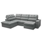 Sofá 4 Lugares Retrátil e Reclinável Arezzo com Chaise Esquerdo Veludo Prata