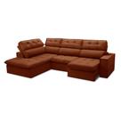 Sofá 4 Lugares Retrátil e Reclinável Arezzo com Chaise Esquerdo Veludo Terracota