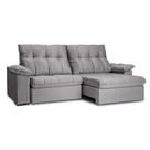 Sofá 4 Lugares Retrátil e Reclinável com USB Flexforma Triton Cinza Urbano 250 cm