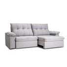 Sofá 4 Lugares Retrátil e Reclinável com USB Flexforma Triton Veludo Cinza 250 cm