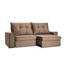 Sofá 4 Lugares Retrátil e Reclinável Flexforma Versalhes Veludo Tabaco 250 cm
