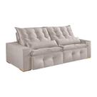 Sofá 4 Lugares Retrátil e Reclinável França Veludo Areia 250 cm