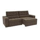 Sofá 4 Lugares Retrátil e Reclinável Lanus Veludo Marrom 250 cm