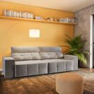 Sofá 4 Lugares Retrátil e Reclinável Monti Suede Cinza Sofá 4 Lugares Retrátil e Reclinável Monti Suede Cinza