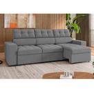 Sofá 4 Lugares Retrátil e Reclinável Veludo Soft 290cm Grécia Cinza