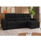 Sofá 4 Lugares Retrátil e Reclinável Veludo Soft 290cm Grécia Preto