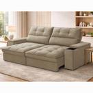 Sofá 4 Lugares Retrátil Reclinável 250cm Linho Aveludado Deville Ferguile