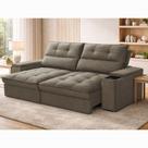 Sofá 4 Lugares Retrátil Reclinável 250cm Linho Aveludado Deville Ferguile