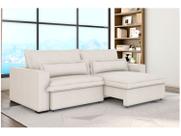 Sofá 4 Lugares Retrátil Reclinável Bouclé Mediterrâneo Bergamo Flexforma Estofados