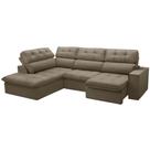 Sofá 4 Lugares Retrátil Reclinável Chaise Esquerdo 288cm Solin F04 Veludo Amêndoa - Lyam Decor Sofá 4 Lugares Retrátil Reclinável Chaise Esquerdo 288cm Solin F04 Veludo Amêndoa - Lyam Decor