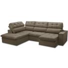 Sofá 4 Lugares Retrátil Reclinável Chaise Esquerdo 288cm Solin F04 Veludo Marrom Claro - Lyam Decor