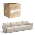 Sofá 4 Lugares Sala De Estar em Couro Bovino Modular Damie Na Caixa