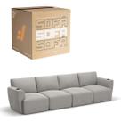 Sofá 4 Lugares Sala De Estar em Tecido Linho Modular Damie Na Caixa