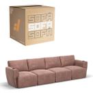 Sofá 4 Lugares Sala De Estar em Tecido Suede Modular Damie Na Caixa