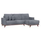 Sofá 4 Lugares Sape com Chaise Direito Veludo Cinza