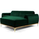 Sofá 5 Lugares com Chaise Direito Para Sala Molino 300 cm D02 Veludo Verde Musgo B-303 - Lyam Decor