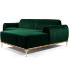 Sofá 5 Lugares com Chaise Direito Para Sala Molino 320 cm D02 Veludo Verde Musgo B-303 - Lyam Decor