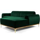 Sofá 5 Lugares com Chaise Direito Para Sala Molino 320 cm D02 Veludo Verde Musgo D-303 - Lyam Decor