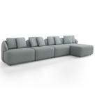 Sofá 5 Lugares com Chaise Direito Sala Living 328cm Arlo F04 Linho Cinza Lyam Decor