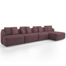 Sofá 5 Lugares com Chaise Direito Sala Living 328cm Arlo F04 Veludo Lilás Lyam Decor Sofá 5 Lugares com Chaise Direito Sala Living 328cm Arlo F04 Veludo Lilás Lyam Decor