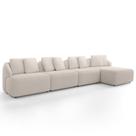 Sofá 5 Lugares com Chaise Direito Sala Living 334cm Arlo F04 Veludo Bege - Lyam Decor