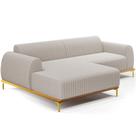 Sofá 5 Lugares com Chaise Esquerdo Para Sala de Estar Molino 320cm D02 Base Castanho Pés D'ouro Bouclê Creme B-54 - Lyam Decor Sofá 5 Lugares com Chaise Esquerdo Para Sala de Estar Molino 320cm D02 Base Castanho Pés D'ouro Bouclê Creme B-54 - Lyam Decor