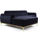 Sofá 5 Lugares com Chaise Esquerdo Para Sala Molino 300cm D02 Veludo Azul Marinho D-287 - Lyam Decor