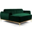 Sofá 5 Lugares com Chaise Esquerdo Para Sala Molino 300cm D02 Veludo Verde Musgo D-303 - Lyam Decor