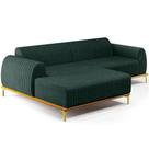 Sofá 5 Lugares com Chaise Esquerdo Sala Estar Molino 300cm D02 Linho Verde Musgo C-117 - Lyam Decor