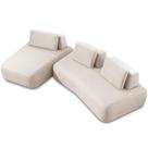 Sofá 5 Lugares Com Chaise Para Sala De Estar Living 335cm Shape T03 Veludo Bege - Lyam Decor Sofá 5 Lugares Com Chaise Para Sala De Estar Living 335cm Shape T03 Veludo Bege - Lyam Decor