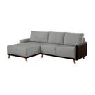 Sofá 5 Lugares Geribá com Chaise Esquerdo Linho Cinza e Preto Sofá 5 Lugares Geribá com Chaise Esquerdo Linho Cinza e Preto