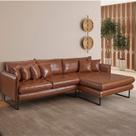 Sofá 5 Lugares material sintético 92cm X 284cm Ricco Marrom Caramelo