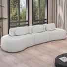 Sofá 5 Lugares Orgânico Para Sala Living 326cm Vasti M03 Bouclê Cru - Lyam Decor