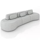 Sofá 5 Lugares Orgânico Para Sala Living 326cm Vasti M03 Linho Cinza - Lyam Decor