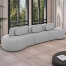 Sofá 5 Lugares Orgânico Para Sala Living 366cm Vasti M03 Linho Cinza - Lyam Decor