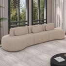 Sofá 5 Lugares Orgânico Para Sala Living 366cm Vasti M03 Veludo Bege - Lyam Decor