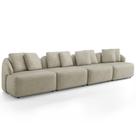Sofá 5 Lugares Para Sala de Estar Living 388cm Arlo F04 Veludo Bege Lyam Decor