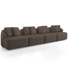 Sofá 5 Lugares Para Sala de Estar Living 394cm Arlo F04 Veludo Marrom - Lyam Decor